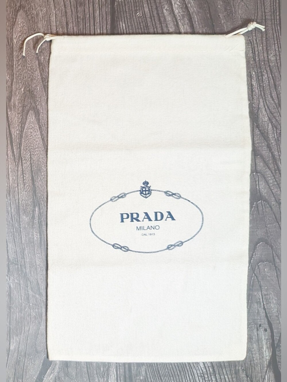 Prada Milano White Drawstring Dust Bag Mini Handbag Wallet Cover Shoe Storage